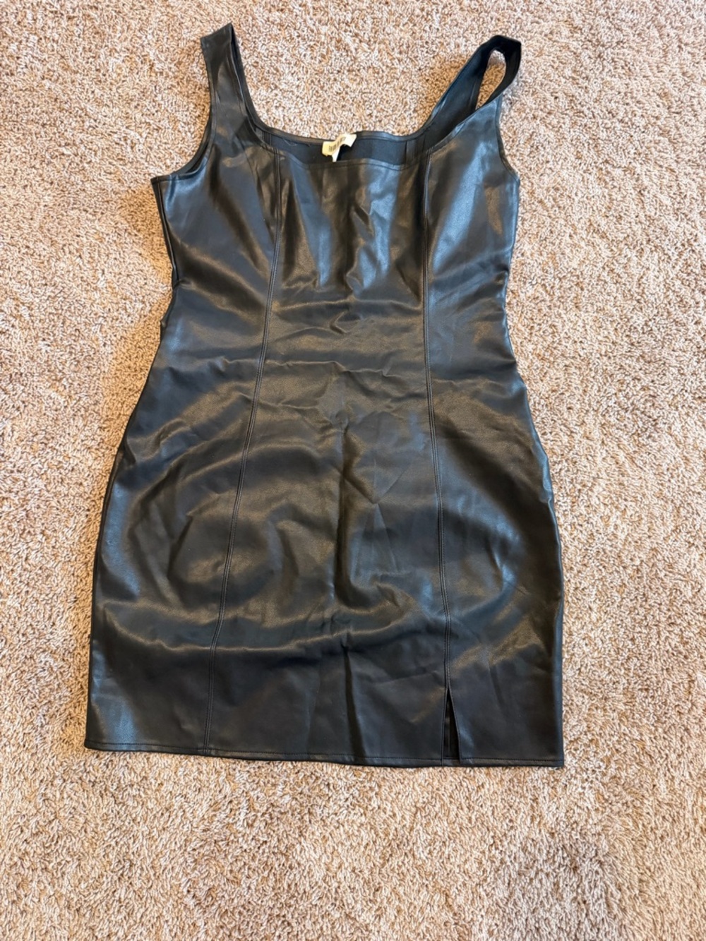 Black Faux Leather Bodycon Dress - Women's Sleeveless Cocktail Dress